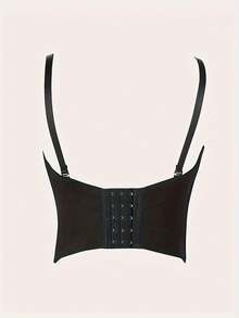 Sexy Cropped Beaded Bustier Camisole Top, Nightclub Goddess Style Backless Shapewear Bra Casual Vacation Summer - Black Background With Transparent - View 4