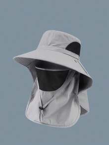 1pc Men's Summer Fishing Hat, Large Brim Sun Protection Hat, Outdoor Cycling Hiking Camping Quick-Dry Hat, Fashionable Casual Breathable Face Covering Mosquito-Proof Hat, Multi-Functional Detachable Full Coverage Protection - A - View 10