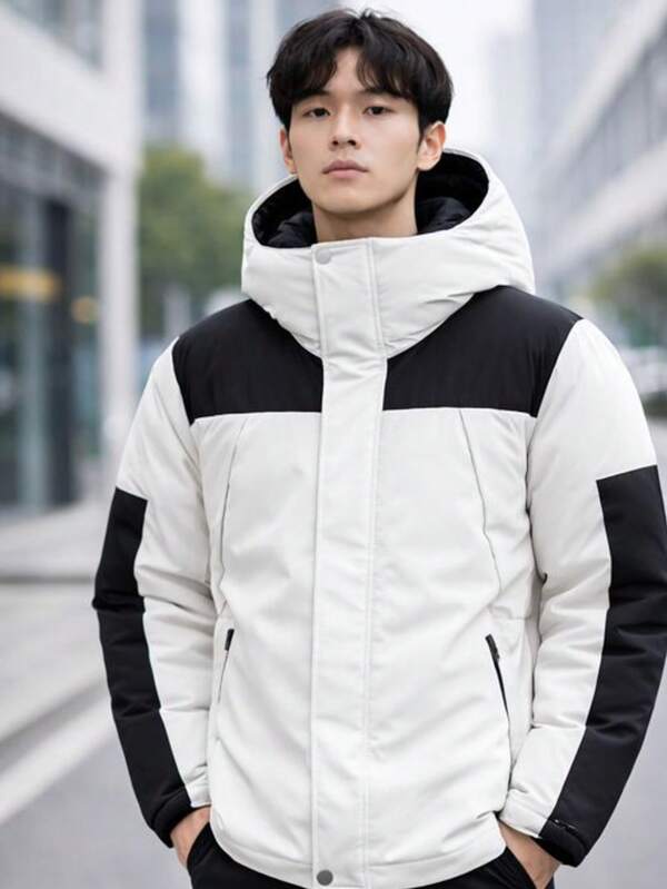 Jaqueta masculina outdoor  de inverno  Acolchoada Grossa com Capuz Removível