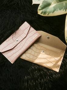 1pc Personalized Stone Texture Cash Envelope Wallet Customized Gold Monogram Long Minimalist Soft PU Leather Wallet Christmas Red & Green Travel Wallet Custom Travel Accessories Gift - Multicolor - View 7