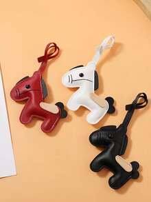 1 pieza Llavero de poni de piel de PU nueva - Simple, versátil, creativa, linda, llavero de coche y accesorio para bolso - Multicolor - Ver 3