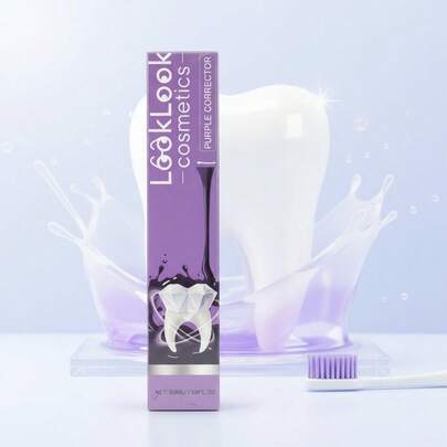 EverlyX Look Cosmetics Purple Corrector Pasta de Dientes 50 ml - Dentífrico corrector del color con pigmento violeta para neutralizar tonos amarillos y mejorar el brillo dental - Fórmula con menta y xilitol - Uso junto a tu pasta habitual - ✅ Envíos a España en 24/48h