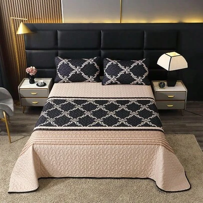 3pcs Bedding Set With Pillowcase, Lightweight Soft Quilt Coverlet, Stitched Blanket, Suitable For All Seasons, Summer - No Pillow Insert