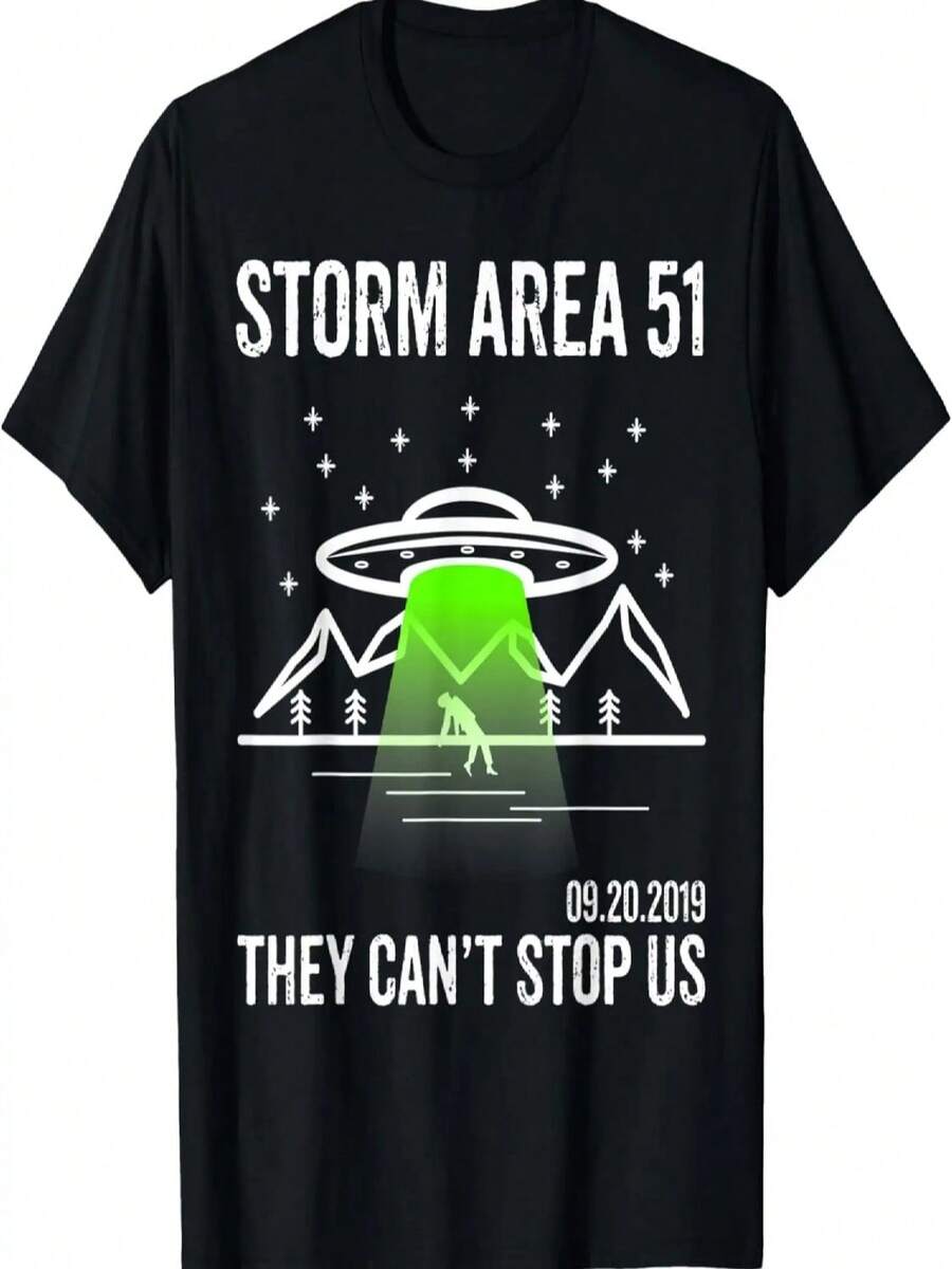 Storm Area 51 Shirt Alien UFO They Can't Stop Us T-Shirt - màu đen - Xem 1