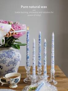 1/2/4件套手工大豆蜡烛，蓝白瓷纹图案，优雅家居装饰，婚礼回礼，乔迁礼物，节日纪念品，商务礼品 - 青花瓷蠟燭 - 查看 4