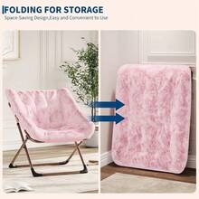 Silla de plato plegable plegable de gran tamaño con piernas de metal, silla de salón de acento de piel falsa suave Silla de lectura portátil para dormitorio, sala de estar, dormitorio - Polvo para la piel - Ver 4