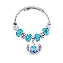 1件套卡通水晶项链手链套装，可爱史迪奇手链，精致手链，时尚可爱配饰，可调节合金材质，送给女性和女孩的理想生日礼物，水晶串珠手链，手链，创意手链，情人节礼物，节日礼物，送给朋友和伴侣的礼物！ - 彩色 - 查看 8