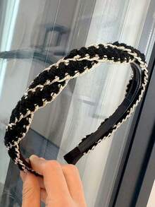 1pc Women's Black Gold Thread Braided Headband, Elegant Autumn/Winter Braided Headband, Slightly Raised Crown Design Makes Face Look Smaller, Suitable For Daily Wear, Parties, And Galas Hair Band Diadema Hair Hoop - Black - View 7