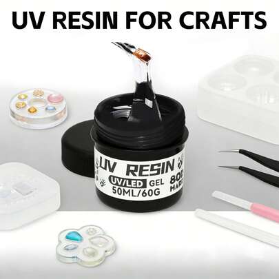 50ml UV Resin For Handmade, Injection Molding Scene Overlay, 3D Jewelry Model Making, 20s Curing, Mild Odor, UV Curing Quick Dry Glue, UV Light, DIY Resin Jewelry Making Materials