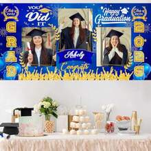 1pc Personalized Graduation Banner With Photo Name Class Of 2026 Custom Graduation Backdrop Congratulations Graduate Party Decorations Supplies Congrats Grad Banners Yard Sign Graduation Gifts - 顏色5 - 查看 5