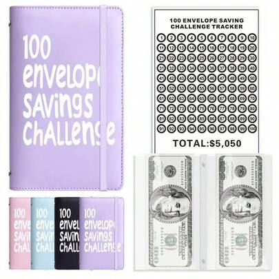 100 Days Money Saving Challenge Coin Envelope Budget Storage Book - Binding Covers With Daily Savings Tracker, Habit-Forming System, And Cash Savings Goal Of $5050 Develop A Consistent Savings Habit