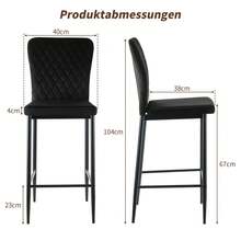 JYMTOM Bar Stool Designer Bar Chair Stool, Imitation Leather Chair, With Fashionable Stool With Metal Legs Counter Stool Backrest Footrest For Bistro Dining Room And Bar - 黑色 - 查看 6