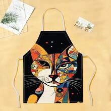 1pc Pizza Cat Pattern Apron, Creative Funny Fashion Printed Apron, Home Cleaning Apron, Easy Clean Kitchen Cooking Apron, Creative Home Apron - Multicolor - View 14