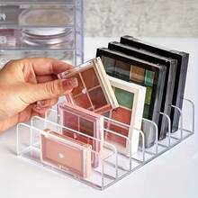 1pc 7-Compartment Transparent Desktop Makeup Organizer, Durable Acrylic Material, Makeup Kit, CD And Glasses Accessories - Space-Saving, Dorm, Vanity, Bathroom Powder Box And Desktop Storage Rack, Travel Supplies - Multicolor - View 11
