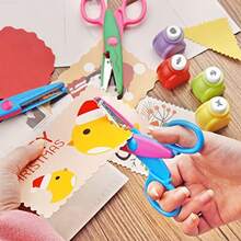 Decorative Scissors For - Craft Set With Various Interesting Patterns  And Smooth Cutting - 6 Scrapbook Scissors And 6 Paper Punches Set Of 12 Funny And Colorful Khh - Set Of 12 - View 3