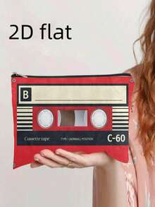 Túi đựng mỹ phẩm thiết kế băng cassette cổ điển năm 1979 - Chất liệu polyester, túi đựng đồ trang điểm du lịch di động, túi đựng đồ trang điểm có khóa kéo, phong cách tối giản giản dị, chỉ giặt tay, chống phai màu và nhẹ, túi đựng đồ trang điểm, túi đựng đồ vệ sinh cá nhân, túi đựng đồ dùng du lịch, đồ dùng cần thiết cho kỳ nghỉ, quà tặng cho phụ nữ. - Nhiều màu - Xem 2
