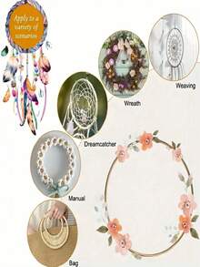 50pcs/Set Wedding Metal Floral Wreaths, Suitable As Wedding And Reception Guest Favors, Woven Rings, Dreamcatcher Rings, DIY Dreamcatcher Craft Materials, Also Suitable For Party Decoration - A - View 8