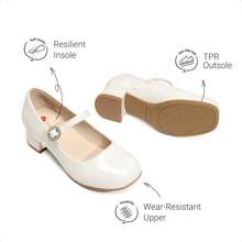 Girls Dress Shoes Mary Jane Low Heels Flower Wedding Party Pump Prom Footwear For Little/Big Kids - 白色 - 查看 6