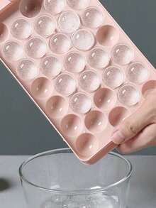 33-Cavity Ice Ball Maker Tray With Lid, Ice Cube Mold For Cocktails, Whiskey, Soda, Beer Chilling - Pink - View 12