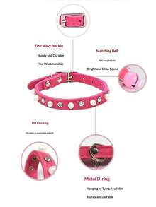 1 pieza/4 piezas Collar de mascotas con perlas y diamante de imitación, adecuado para gatos y perros pequeños - Multicolor - Ver 3