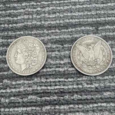 Set Of 10 Sliver Morgan Replica Coins (1878-1887) – Vintage US Coin Copies For Crafts, Party Favors, Jewelry Design & Antique Collectible Displays