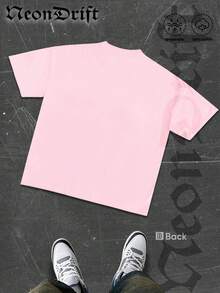 NeonDrift Street  Cotton T-Shirt  100% Cotton Fabric   Unisex Style-Van Dutch Motor Cycles Speed Shop Graphic T Shirt Vintage Style Print Classic Americana Design For Car Enthusiasts And Biker Culture Fans Casual Wear Streetwear Fashion  Men's Apparel - Màu Hồng baby - Xem 3
