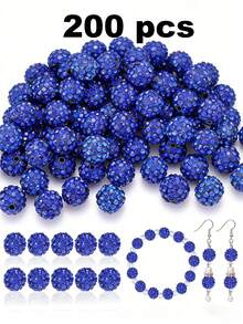 50/100/200颗 10毫米闪亮迪斯科球珠 - 闪亮黄色塑料珠，反光表面，适用于珠宝制作、DIY工艺品、项链和耳环配件、珠宝制作珠子、耳环组件、手工珠子 - 彩色 - 查看 41