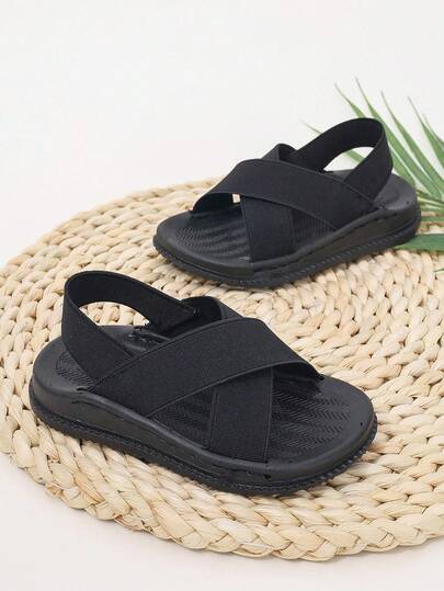 Infant Casual Comfortable Elastic Band Sandals, Baby Flat Sandals
