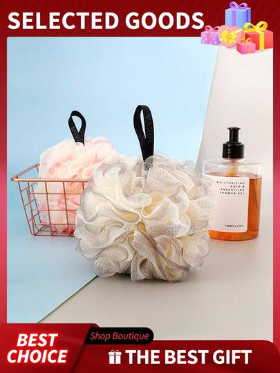 1pc Soft Bath Sponge, Mesh Foam Ball, Large Exfoliating Bath Towel, Bathing Cleansing Foam Ball, Deep Cleaning Bath Ball, Suitable For Living Room, Bedroom, Bathroom Decor, Travel Supplies, Wedding Party Birthday, New Year Gift For Men, Women, Parents, Friends, Accessories, Fun Gift