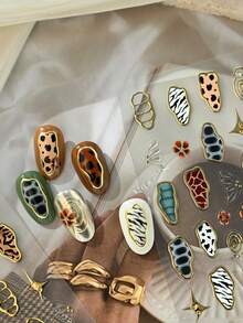 Beautizon Nailartlab 1张复古动物纹美甲贴纸，金色可选，可定制豹纹、斑马纹、奶牛纹，DIY美甲贴纸 - 彩色 - 查看 6