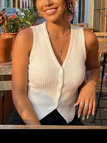 Women's Summer Short Sleeve V-Neck Lightweight Knit Cardigan, Minimalist Design Top - White - View 1