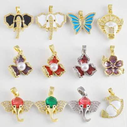 قلادة من النحاس بتصميم رأس ثور، فيل، زهرة، فراشة، مناسبة للقلادة والسوار والكاحل والمجوهرات DIY والتميمة، أنيقة وفريدة للعيد، عيد الحب، والارتداء اليومي