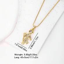 1pc 18k Gold Plated Copper Cubic Zirconia Pendant Necklace, Minimalist Luxury Jewelry Gift For Women - Gold - View 10