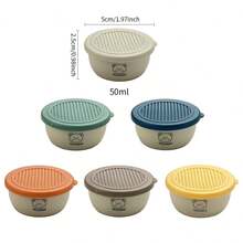 2/6个装可爱卡通图案塑料酱料杯，带盖，便携式密封调味碟，调味品容器，沙拉番茄芥末酱储存容器，可重复使用，适合学生和成人居家、学校、宿舍、办公室、户外露营、野餐、旅行等场合使用。 - 彩色 - 查看 21