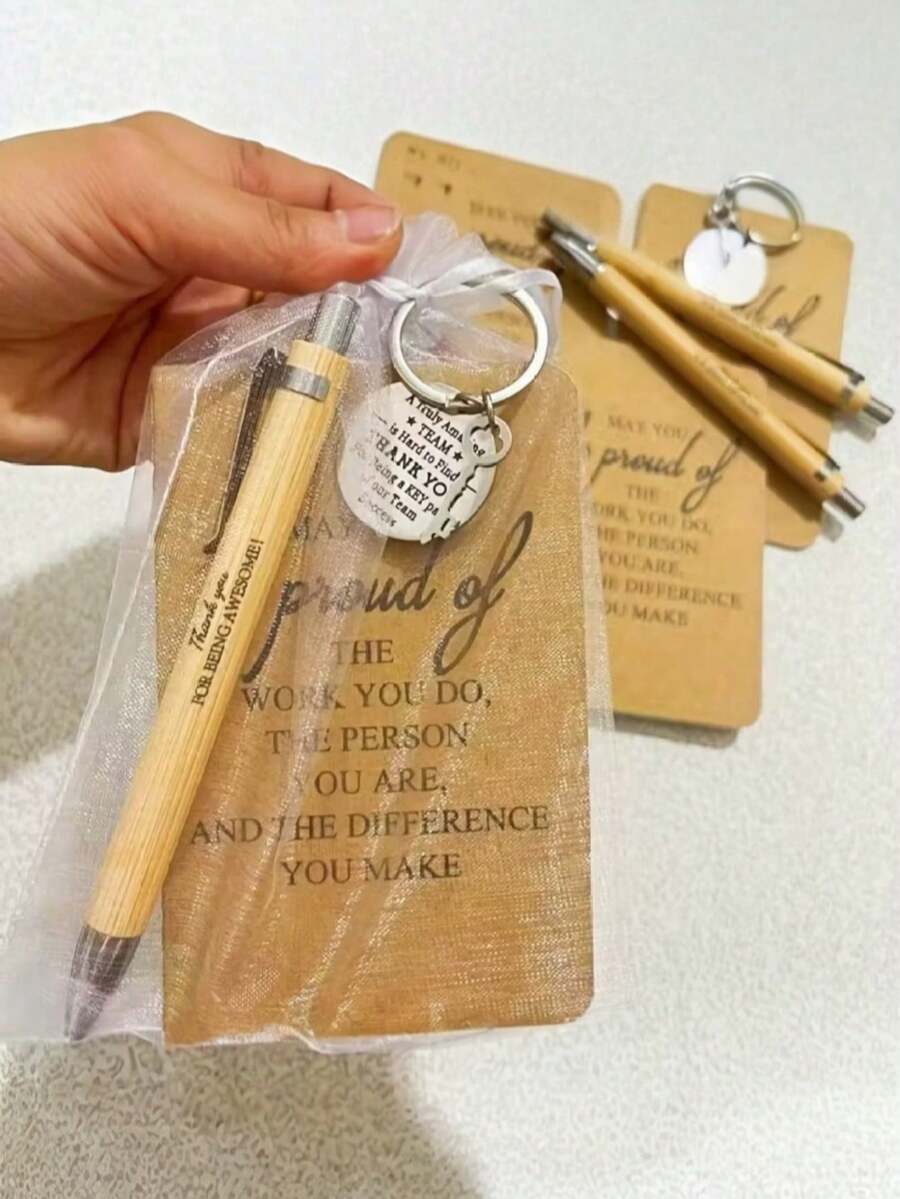12 piezas/3 sets de regalos inspiradores, bolígrafo retráctil de bambú, llavero y cuaderno de gratitud, regalos de graduación para estudiantes, (4 piezas/set = 1 bolígrafo + 1 cuaderno de bolsillo inspirador + 1 llavero inspirador + 1 bolsa)