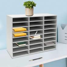 Desktop-Aktenordner, 24-fach-Prospektordner, weißes PVC-Aktenregal für den Schreibtisch, zum Ordnen von Dokumenten, Zeitschriften, Post, Rechnungen, 3x8-Rasterdesign, Organisation für das Homeoffice, kompakt und langlebig - Weiss - Übersicht 8