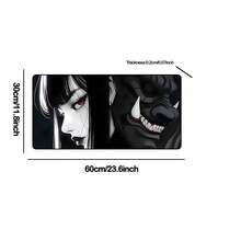 Large Size Dark Anime Girl Demon Mask Gaming Mouse Pad, Extended Non-Slip Rubber Base Desk Mat, Gothic Manga Aesthetic Computer Accessory, Durable Office Desk Pad Suitable For Home Office And Gaming Setup, Ideal Gift For Anime Fans And Gothic Enthusiasts - View 9