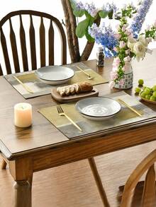 1/4/5/6/7pcs Bohemian Style Abstract Geometric Pattern Decor Set, Home Decoration Set For Living Room, Bedroom, Dining Room, Linen-Like Material, Multi-Size Options, Dining Table Decor, Fireplace Scarf, Placemats, Coasters - Yellow - View 5