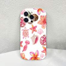 Elementos temáticos del mar de color rosa y naranja.funda de teléfono Fundas compatibles con ,Apple,VIVO,OPPO,,, y Honor.Fabricadas en silicona TPU,ofrecen protección contra golpes y caídas. - Blanco - Ver 2