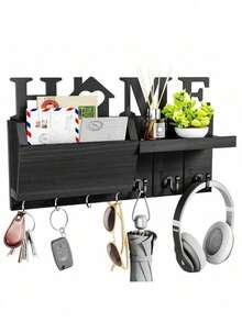 7-Hook Key Hanger - Heavy-Duty Key Storage Rack, Space-Saving Entry Organizer With Mail Sorting Function, Natural Wood Finish, Suitable For Entryways, Kitchens, And Offices - Comes With Free Screws For Easy Installation, Rustic Home Storage Product, Sturdy Hooks, Wall-Mounted Storage Rack,Key Holder - 鑰匙架 - 查看 10