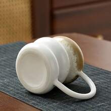 1 chiếc cốc cà phê gốm không đối xứng, tráng men nung, cốc pha cà phê latte/pour over sáng tạo có tay cầm, thiết kế không đối xứng dùng trong gia đình. - Nhiều màu - Xem 6