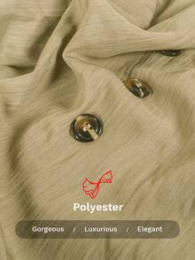 1PC Women's Button Front Abaya – Olive Green Long Sleeve Maxi Dress With V-Neck And Three Dark Buttons, Loose Fit Modest Gown In Lightweight Woven Fabric, Elegant Islamic Clothing For Daily Wear & Ramadan Iftar - Army Green - View 5