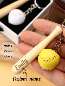Custom Baseball Bat Keychain With Name, Personalized Sports Key Chain For Bag Backpack Keys-With Box/Without Box, Customized Softball Charm For Team Player Fan, Everyday Accessory And Game Day Keepsake, Customizable Birthday Father'S Day Gift, Unique Present For Husband Sports Lover - Style a - View 1