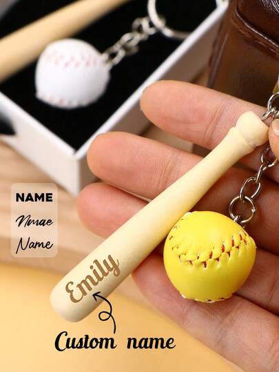 Custom Baseball Bat Keychain With Name, Personalized Sports Key Chain For Bag Backpack Keys-With Box/Without Box, Customized Softball Charm For Team Player Fan, Everyday Accessory And Game Day Keepsake, Customizable Birthday Father'S Day Gift, Unique Present For Husband Sports Lover