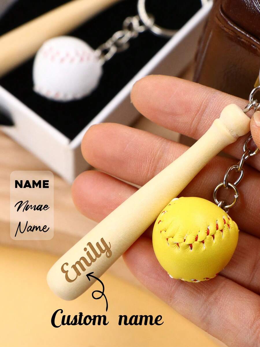 Custom Baseball Bat Keychain With Name, Personalized Sports Key Chain For Bag Backpack Keys-With Box/Without Box, Customized Softball Charm For Team Player Fan, Everyday Accessory And Game Day Keepsake, Customizable Birthday Father'S Day Gift, Unique Present For Husband Sports Lover - Style a - View 1