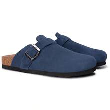 Men's Clogs With Arch Support Adjustable Strap Buckle Suede Round Toe Clogs Size 7-14 - Navy Blue - View 1