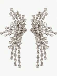 2pcs Sparkling Zirconia Wing Design Earrings, Fashionable Elegant Luxury Earrings - Silver - View 3