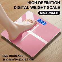 Omnliy High Definition Digital Weight Scale - Large LCD Display, Battery-Powered, Max 180kg/396.8lb, Home Bathroom Scale For Accurate Body Weight Measurement, Battery Not Included, 26x26cm/10.23x10.23inch, Bathroom Scale|Modern Weight Scale|Battery Powered Scale(No Bluetooth Function) - Hồng - Xem 2