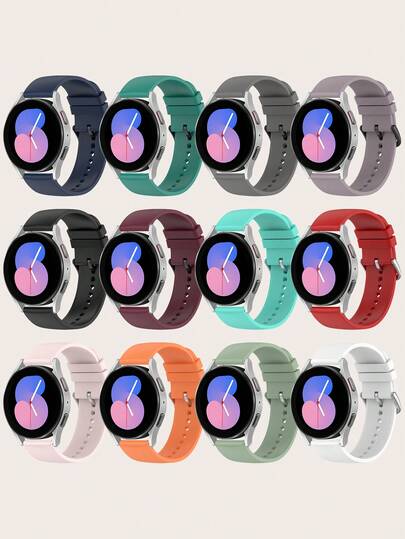 1条20mm/22mm纯色硅胶快拆表带，兼容三星Galaxy Watch 7/6/5/4、Vivoactive、Venu等男女通用智能手表配件