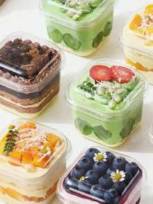 Hộp đựng bánh Tiramisu/Mousse (10/20 chiếc), hộp đựng tráng miệng bằng nhựa PP dùng một lần, thích hợp làm đồ dùng học tập làm bánh, túi đựng thực phẩm, hộp đựng thực phẩm, có thể đựng kẹo, sô cô la, bánh quy, v.v. - trong suốt - Xem 3